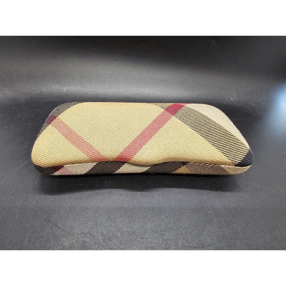 BURBERRY Classic Nova Check Plaid Clam-Shell Hard EyeGlass Case EUC